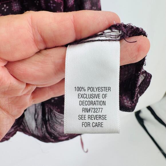 Apt. 9 Sheer Babydoll Blouse Size L Y2K Burnout Velvet Floral Boho Top - Picture 6 of 9